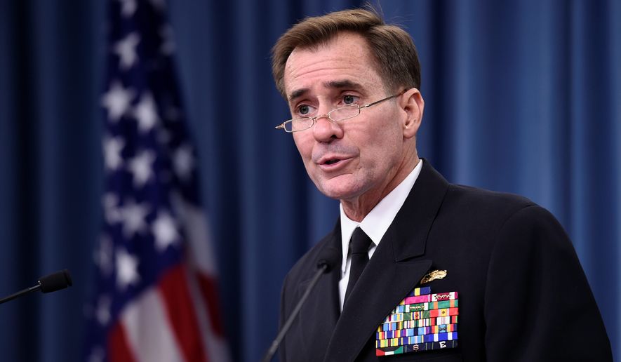 Pentagon spokesman Rear Adm. John Kirby declined to comment on a review to be released by the Pentagon that cites serious problems of U.S. nuclear capabilities.  (AP Photo/Susan Walsh) ** FILE **