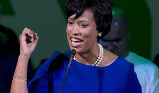 Washington Democratic Mayoral candidate Muriel Bowser speaks to supporters at the Howard Theatre in Washington, Wednesday, Nov. 5, 2014. Bowser is favored to continue her party&#39;s unbeaten streak for the city&#39;s top office in Tuesday&#39;s election. (AP Photo/Carolyn Kaster)