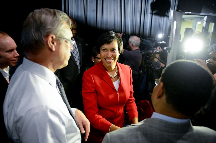 Washington, D.C. Mayor elect Muriel Bowser speaks with reporters following a press conference held at the National Press Club a day after the election, Washington, D.C., Wednesday, November 5, 2014. (Andrew Harnik/The Washington Times)