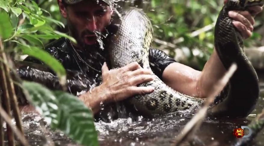 Wildlife filmmaker Paul Rosolie plans to be consumed by "the largest species of snake on earth" while in a custom-built snake-proof suit on Discovery's new "Eaten Alive" special. (Discovery via YouTube)