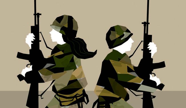 Illustration on women in combat by Nancy Ohanian/tribune Content Agency