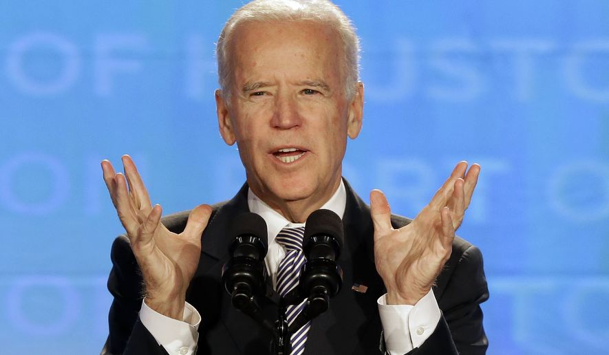 Vice President Joe Biden speaks at an annual convention of port authorities, Wednesday, Nov. 12, 2014, in Houston. The vice president visited Houston to urge port authorities to keep upgrading their facilities.  (AP Photo/Pat Sullivan)