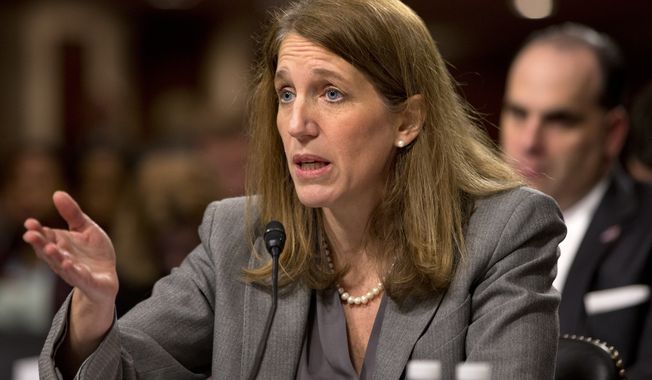 Health and Human Services Secretary Sylvia Burwell testifies on Capitol Hill in Washington, Wednesday, Nov. 12, 2014, before the Senate Appropriations Committee hearing on the government&amp;#8217;s Ebola response. (AP Photo/Jacquelyn Martin)