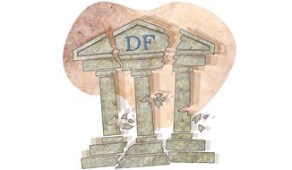 Dodd-Frank Shakey Bank Illustration by Greg Groesch/The Washington Times