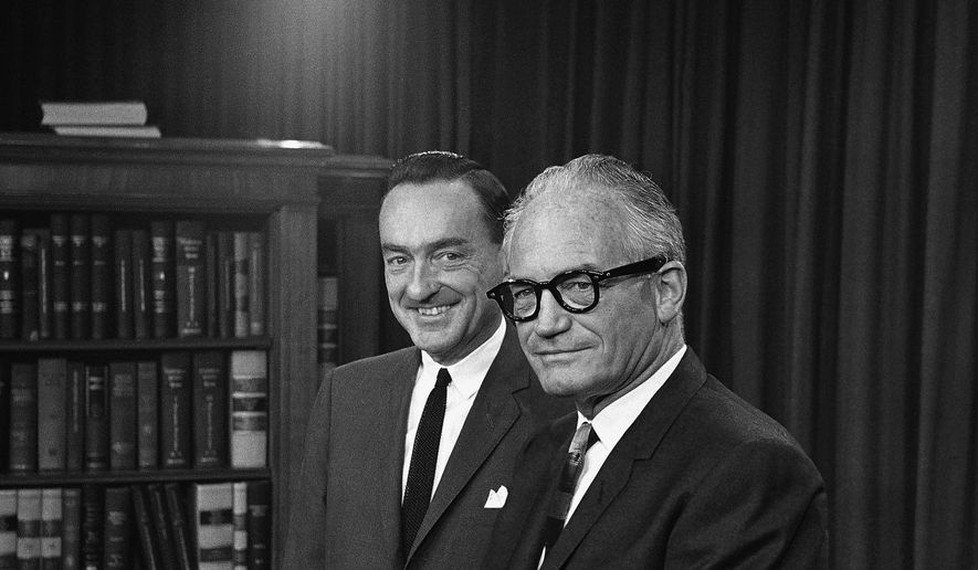 Sen. Barry Goldwater, then the GOP presidential nominee, and his vice presidential running mate, Rep. William E. Miller of New York, appear together on Capitol Hill, Aug. 14, 1964. In the fall election, the Conservative Party took the lead in promoting Goldwater after word went out that the state GOP was not to lift a finger for its presidential nominee. Although Goldwater lost New York by nearly 3 million votes on Election Day in 1964, he had a lasting impact on the state&#39;s fledgling conservative movement. (Associated Press)
