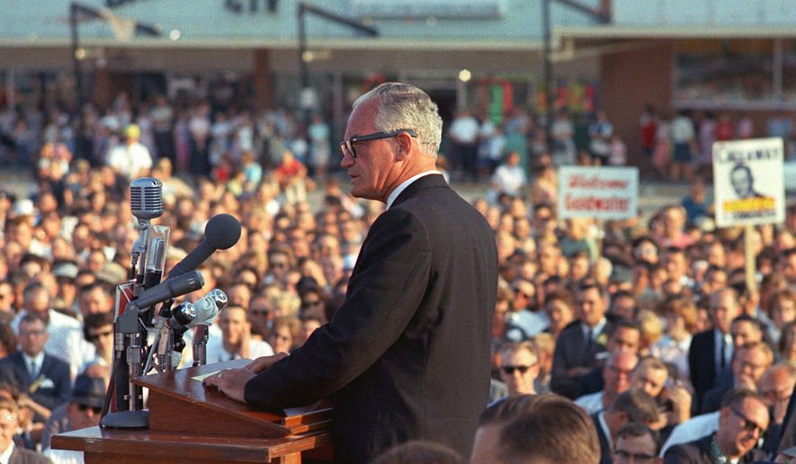 Sen. Barry Goldwater rallied a new conservative generation during his presidential campaign in 1964. Although he lost that contest, his landmark philosophies of conservatism still echo a half-century later. As Goldwater&#39;s son, Barry Goldwater Jr., reminds us, conservatives must present positive answers to national problems, not just condemn them. (Associated Press)