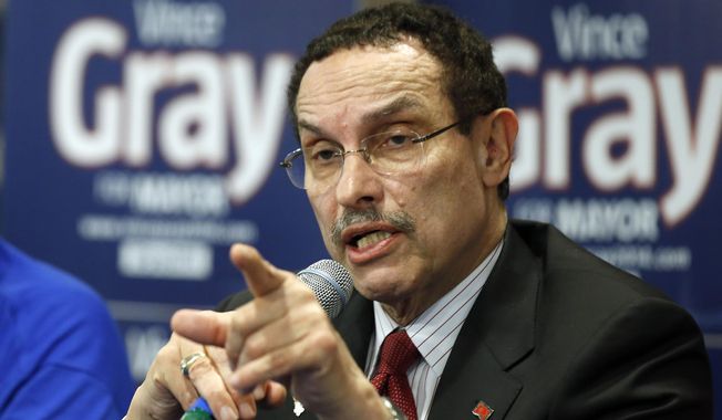 Then-D.C. Mayor Vincent Gray speaks in Washington, in this March 19, 2014, file photo. (AP Photo/Alex Brandon, File)