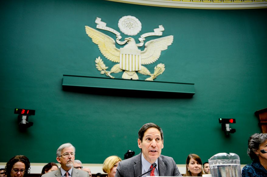 Centers for Disease Control and Prevention Director Dr. Thomas R. Frieden speaks at a House Subcommittee on Oversight and Investigations hearing on Capitol Hill for an update to the U.S. public health response to the Ebola Outbreak, Washington, D.C., Tuesday, November 18, 2014. (Andrew Harnik/The Washington Times)