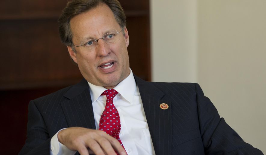 Freshman Rep. Dave Brat, R-Va., the economics professor who toppled former House Majority Leader Eric Cantor in the June GOP primary, in interviewed by The Associated press in his office on Capitol Hill in Washington, in this Tuesday, Nov. 18, 2014, file photo.  (AP Photo/Manuel Balce Ceneta)