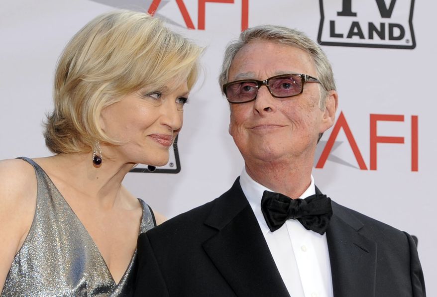 Journalist Diane Sawyer and director Mike Nichols arrive at the AFI Lifetime Achievement Awards honoring Mike Nichols, at Sony Pictures Studios in this June 10, 2010, file photo taken in Culver City, Calif. ABC News confirms director Mike Nichols and husband of Diane Sawyer died Wednesday evening Nov. 19, 2014. He was 83. (AP Photo/Chris Pizzello)
