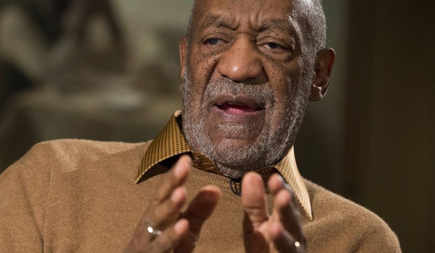 FILE - In this Nov. 6, 2014 file photo, entertainer Bill Cosby gestures during an interview about the upcoming exhibit, "Conversations: African and African-American Artworks in Dialogue, " at the Smithsonian's National Museum of African Art, in Washington. After amassing a private collection of African-American Art over four decades, Bill Cosby and his wife Camille plan to showcase their holdings for the first time in an exhibition planned at the Smithsonian Institution. Temple University says Bill Cosby remains a trustee of the Philadelphia institution despite renewed scrutiny of sexual assault allegations in recent weeks. Through his lawyer, the 77-year-old comedian has strongly denied wrongdoing. Cosby has never been charged. (AP Photo/Evan Vucci, File)