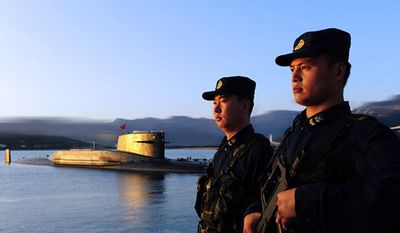 A Chinese navy nuclear-missile submarine at the Qingdao base in eastern China. (Associated Press) ** FILE **