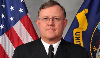 This image provided by the U.S. Navy shows Navy Vice Adm. Tim Giardina in a Nov. 11, 2011, photo. Giardina, fired last year as No. 2 commander of U.S. nuclear forces may have made his own counterfeit $500 poker chips with paint and stickers to feed a gambling habit that eventually saw him banned from an entire network of casinos, according to a criminal investigative report obtained by The Associated Press.   (AP Photo/U.S. Navy)