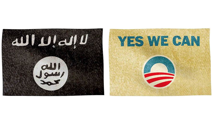 ISIS and Obama Flags Illustration by Greg Groesch/The Washington Times