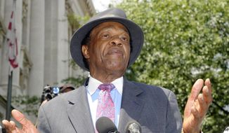 FILE - in this  July 9, 2009 file photo, Councilman Marion Barry, former mayor of DC, speaks at a news conference about his recent arrest in Washington, DC.  Barry, who staged a comeback after a 1990 crack cocaine arrest, died early Sunday morning Nov. 23, 2014. He was 78. (AP Photo/Stephen J Boitano, File)
