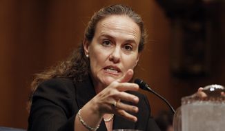 Defense Undersecretary Michele Flournoy testifies on Capitol Hill in Washington, Thursday, Sept. 24, 2009, before the Senate Armed Services Committee hearing on the president&#39;s decision on missile defense in Europe. (AP Photo/Harry Hamburg) **FILE**