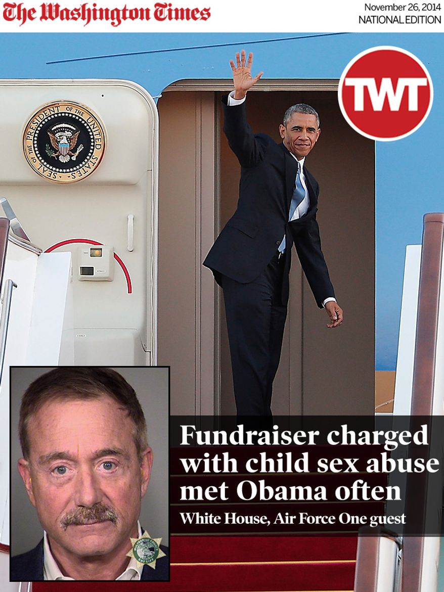 National Edition News cover for November 26, 2014 - Fundraiser charged with child sex abuse met Obama often: Terrence Patrick Bean, 66, a prominent gay-rights activist and Democratic donor, was arrested Wednesday, Nov. 19, 2014, and charged with two counts of third-degree sodomy and with third-degree sex abuse. (Photo: Multnomah County Sheriff's Office)