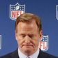 FILE - In this Sept. 19, 2014, file photo, NFL Commissioner Roger Goodell pauses as he speaks during a news conference in New York.  Rice has won the appeal of his indefinite suspension by the NFL, which has been &amp;quot;vacated immediately,&amp;quot; the players&#39; union said Friday, Nov. 28, 2014. (AP Photo/Jason DeCrow, File) **FILE**