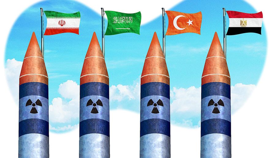 Mideast Nuclear Missiles Illustration by Greg Groesch/The Washington Times