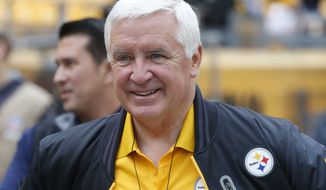 Pennsylvania Governor Tom Corbett on the sideline before the NFL football game between the Pittsburgh Steelers and the New Orleans Saints, Sunday, Nov. 30, 2014 in Pittsburgh. (AP Photo/Gene J. Puskar)