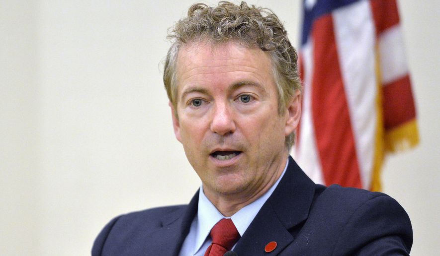 Sen. Rand Paul, R-Ky. speaks in Highland Heights, Ky., in this Nov. 21, 2014, file photo. (AP Photo/Timothy D. Easley, File)