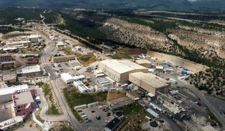 This undated file aerial view shows the Los Alamos National laboratory in Los Alamos, N.M., on Saturday, Dec. 6, 2014. (AP Photo/Albuquerque Journal) ** FILE **