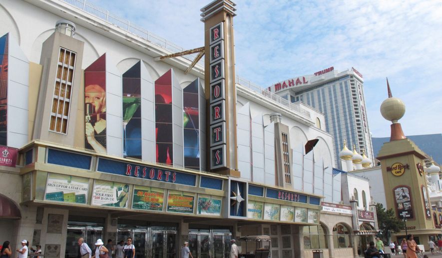 FILE - This Aug. 23, 2012 file photo shows Resorts Casino Hotel in Atlantic City N.J. Lawmakers are considering a plan aimed at providing stability to Atlantic City, which is reeling from a shrinking tax base and the decline of the casino industry. (AP Photo/Wayne Parry)