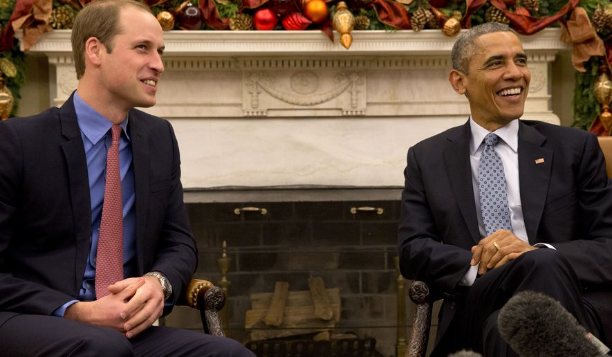 President Barack Obama meets with Britain&#39;s Prince William in the Oval Office of the White House in Washington, Monday, Dec. 8, 2014. (AP Photo/Jacquelyn Martin)
