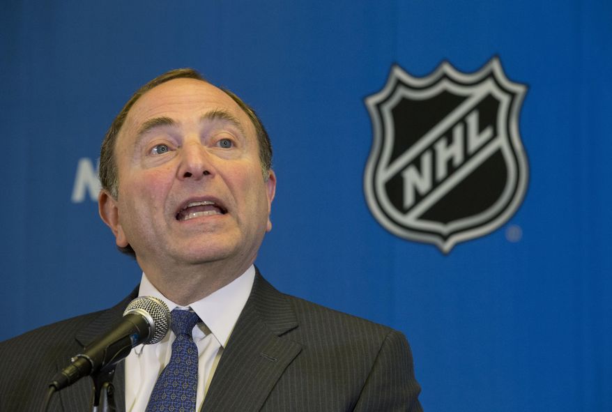 NHL Commissioner Gary Bettman speaks to the media, Tuesday, Dec. 9, 2014, after attending an NHL owners meeting in Boca Raton Fla. (AP Photo/Wilfredo Lee)