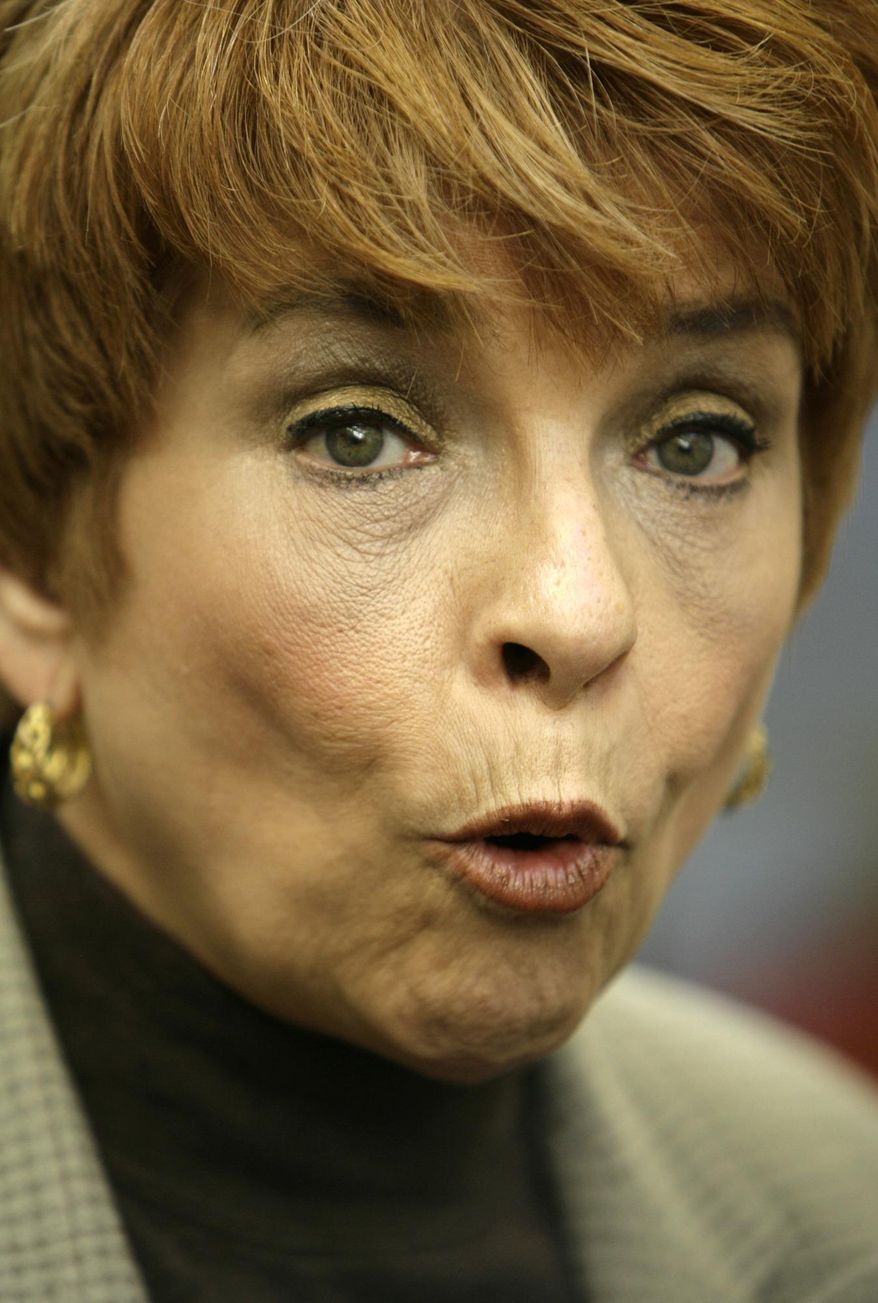 FILE - Illinois Republican gubernatorial candidate Judy Baar Topinka speaks at a news conference during her campaign at the Smith Crossing Senior Living Community in Orland Park, Ill, in this Oct. 31, 2006 file photo. Topinka died early Wednesday Dec. 10, 2014, less than 24 hours after having a stroke, according to her office. She was 70. (AP Photo/Nam Y. Huh, File)