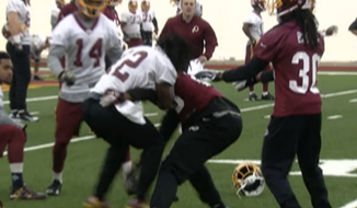 CSN Washington video grab of fight at Redskins practice.