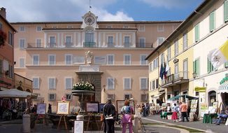 The facade of the Apostolic Palace of Castel Gandolfo in 2007. (Wikipedia)