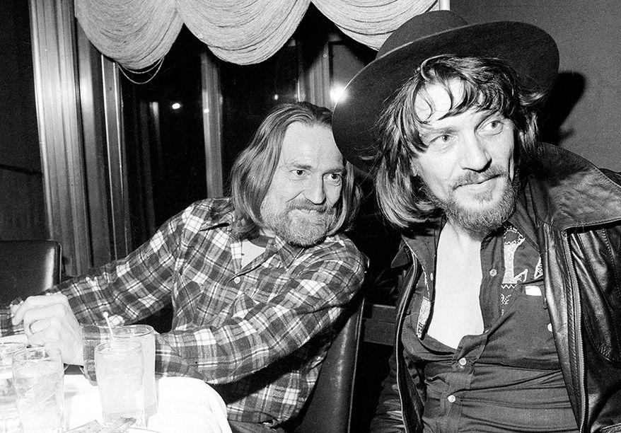 10. Mammas, Don&#39;t Let Your Babies Grow Up To Be Cowboys by Willie Nelson and Waylon Jennings -Country music singers Waylon Jennings, right, and Willie Nelson are shown at a party in New York City celebrating the recording of their new album, Feb. 5, 1978.  (AP Photo)