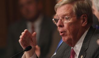Sen. Johnny Isakson, R-Ga., speaks on Capitol Hill, in Washington, Tuesday, May 21, 2013. (AP Photo/Charles Dharapak, File) ** FILE **
