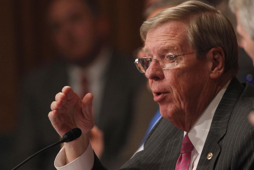 Sen. Johnny Isakson, R-Ga., speaks on Capitol Hill, in Washington, Tuesday, May 21, 2013. (AP Photo/Charles Dharapak, File) ** FILE **