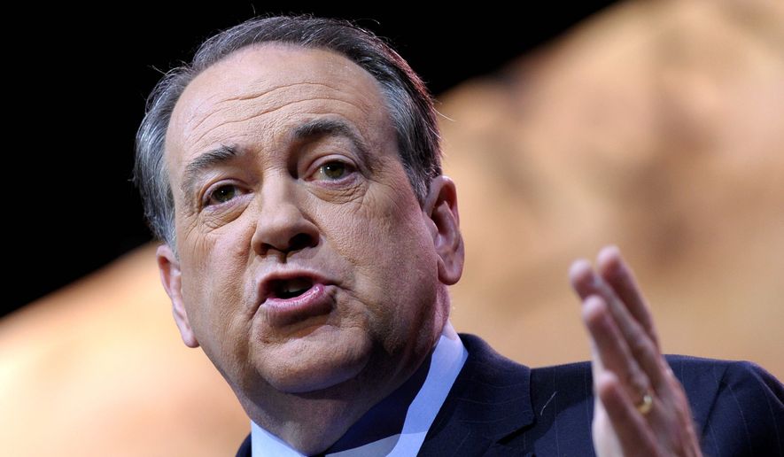 Former Arkansas Gov. Mike Huckabee says the biggest gap among Americans involves faith, not finances. Mr. Huckabee made the observation during an interview with televangelist Jim Bakker in Blue Eye, Mo. The interview will air later this month. (Associated Press)