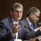 Sen. Joe Manchin, D-W.V., a Democratic sponsor of the long-stalled Keystone XL pipeline bill, flanked by Sen. Al Franken, D-Minn., right, and Sen. Martin Heinrich, D-N.M., left, makes his plea at the Senate Energy and Natural Resources Committee markup on the controversial project, Thursday, Jan. 8, 2015, on Capitol Hill in Washington. As promised by Republican leaders who now hold the majority in Congress, the Keystone bill is at the top of their agenda after it fell short of passage in December when Democrats ruled the Senate. (AP Photo/J. Scott Applewhite)