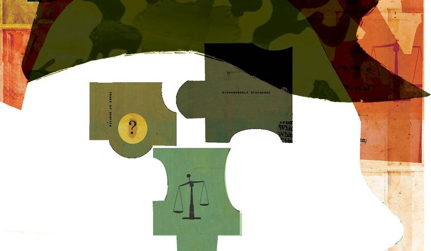 Illustration on dealing with sexual assaults in the military by Donna Grethen/Tribune Content Agency