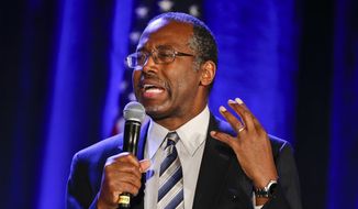 Ben Carson addresses the Republican National Committee luncheon Thursday, Jan. 15, 2015, in San Diego. (AP Photo/Lenny Ignelzi)