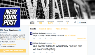 The New York Post confirmed Friday that its main Twitter account had been hacked.