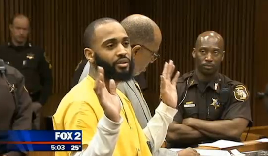 Frederick Young, who along with Felando Hunter was found guilty of murdering two white teenagers execution-style in a vacant Detroit field, defiantly declared &quot;black lives matter&quot; Wednesday before being sentenced to life in prison. (WJBK)