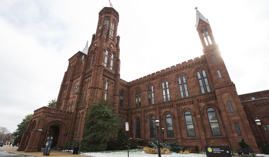 The Smithsonian Institution&#39;s Smithsonian Castle is seen at the National Mall in Washington, Tuesday, Jan. 27, 2015. The Smithsonian Institution is working to establish its first international museum outpost in London as the city redevelops its Olympic park. (AP Photo/Manuel Balce Ceneta)