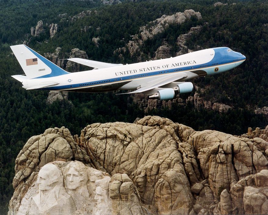Air Force One over Mount Rushmore. (U.S. Air Force photo)