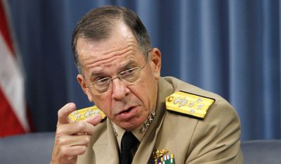 Wary: Adm. Mike Mullen, chairman of the Joint Chiefs of Staff, strongly opposed the recommended use of force against Gadhafi.