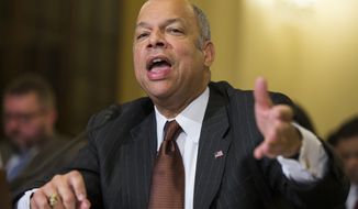 Homeland Security Secretary Jeh Johnson testifies on Capitol Hill in Washington, on the impact of President Barack Obama&#x27;s executive action on immigration, in this Dec. 2, 2014, file photo. (AP Photo/Evan Vucci, File)