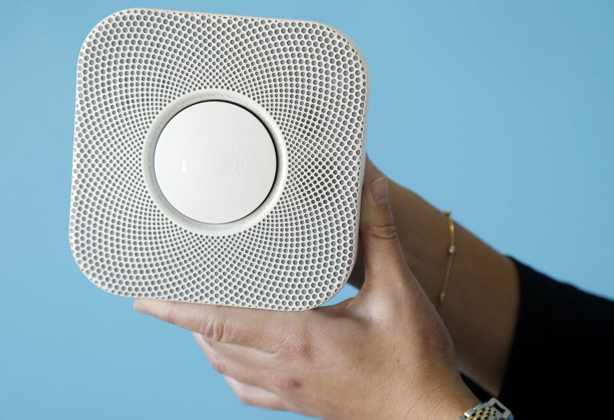 In this Tuesday, Oct.  1, 2013, file photo, the Nest smoke and carbon monoxide alarm is shown at the company&#x27;s offices, in Palo Alto, Calif. Google said Monday, Jan. 13, 2014, it will pay $3.2 billion to buy Nest Labs, which develops high-tech versions of devices like thermostats and smoke detectors.  (AP Photo/Marcio Jose Sanchez, File)