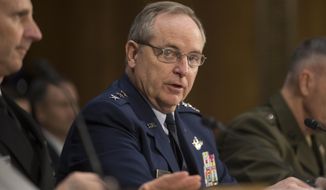 Air Force Chief of Staff Gen. Mark Welsh III testifies on Capitol Hill in Washington, Wednesday, Jan. 28, 2015, before the Senate Armed Services Committee. (AP Photo/Kevin Wolf) ** FILE **