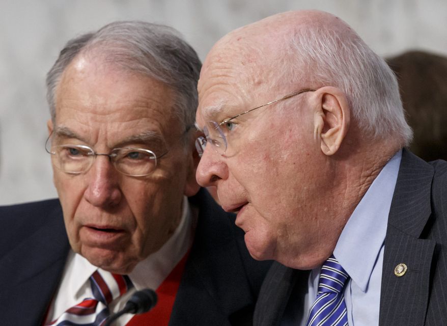 Senate Judiciary Committee Chairman Chuck Grassley (left) and Sen. Patrick J. Leahy led the confirmation hearings for Loretta Lynch, President Obama&#39;s choice to run the Justice Department. Republicans acknowledged that she has the experience and independence for the position, and reserved their criticism for the man she is to replace: Attorney General Eric H. Holder Jr. (Associated Press)