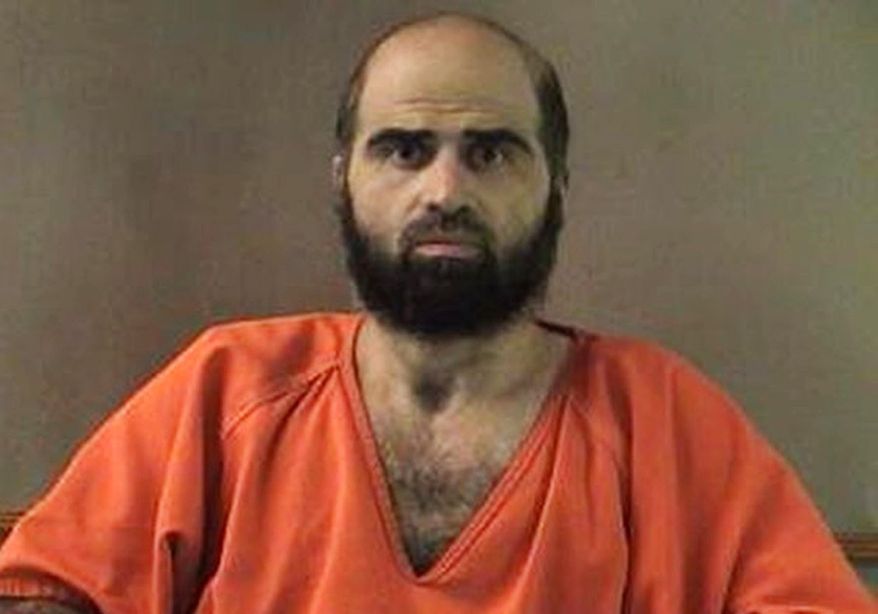 Former Army psychiatrist Maj. Nidal Hasan killed 13 people in a 2009 shooting spree at a Texas Army base. He is on military death row. (AP Photo/Bell County Sheriff's Department, File) ** FILE **
