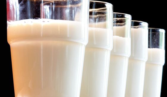 This Tuesday, July 31, 2007 file photo shows glasses of milk in Frankfurt. (AP Photo/Michael Probst)